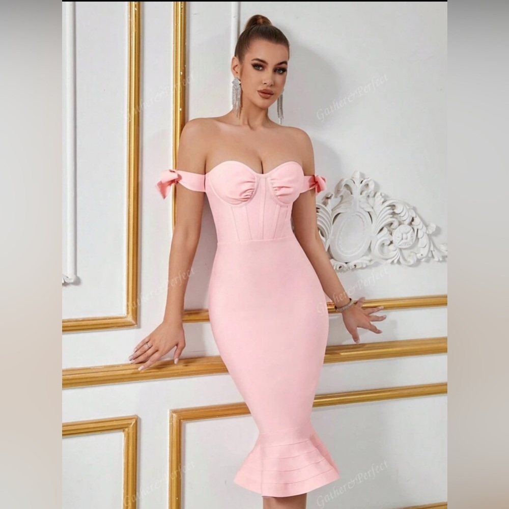 SHEIN Pink Off-Shoulder Bodycon Dress